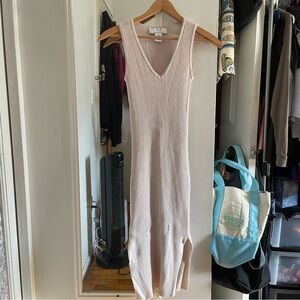 Magaschoni Cream Ribbed Midi Dress